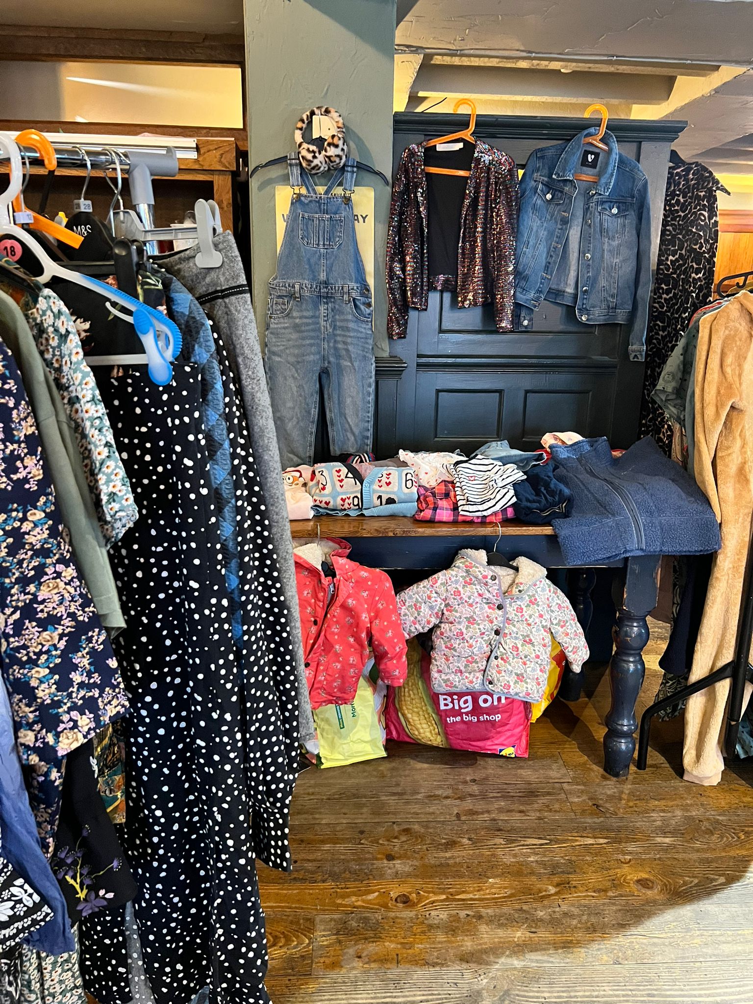 Clothes displayed as part of the Horsforth Clothes Swap