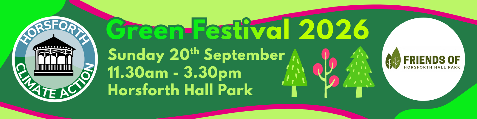 Green Festival 2026. Sunday 20th September 11:30-1:30 Horsforth Hall Park